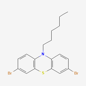 Chemical structure of 3,7-Dibromo-10-hexylphenothiazine