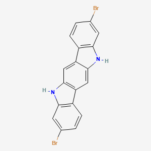 Chemical structure of 3,9-Dibromo-5,11-dihydroindolo[3,2-b]carbazole