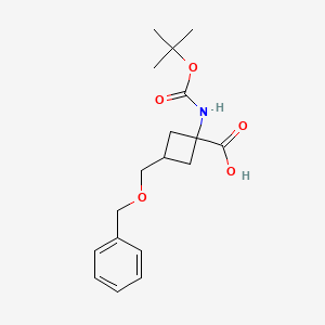 Chemical structure of 3-[(Benzyloxy)methyl]-1-{[(tert-butoxy)carbonyl]amino}cyclobutane-1-carboxylic acid