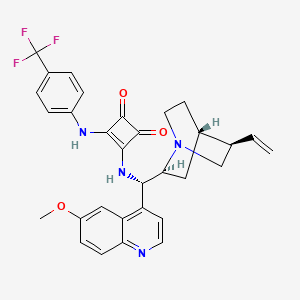 Chemical structure of 3-[[(8α,9S)-6'-Methoxycinchonan-9-yl]amino]-4-[[4-(trifluoromethyl)phenyl]amino]-3-cyclobutene-1,2-dione