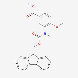 Chemical structure of 3-[[(9H-Fluoren-9-ylmethoxy)carbonyl]amino]-4-methoxybenzoic acid