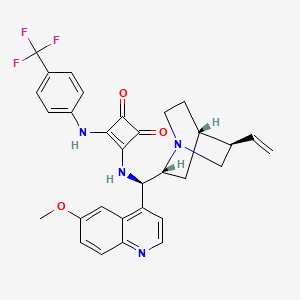 Chemical structure of 3-[[(9R)-6'-Methoxycinchonan-9-yl]amino]-4-[[4-(trifluoromethyl)phenyl]amino]-3-cyclobutene-1,2-dione