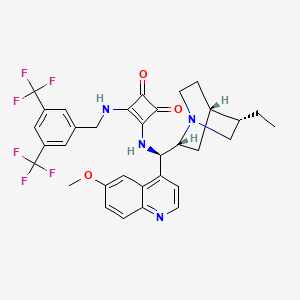 Chemical structure of 3-[[[3,5-Bis(trifluoromethyl)phenyl]methyl]amino]-4-[[(9R)-10,11-dihydro-6'-methoxycinchonan-9-yl]amino]-3-cyclobutene-1,2-dione