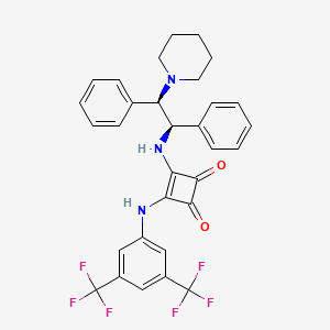 Chemical structure of 3-[[3,5-Bis(trifluoromethyl)phenyl]amino]-4-[[(1R,2R)-1,2-diphenyl-2-(1-piperidinyl)ethyl]amino]-3-cyclobutene-1,2-dione