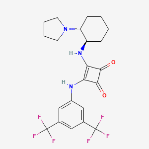 Chemical structure of 3-[[3,5-Bis(trifluoromethyl)phenyl]amino]-4-[[(1R,2R)-2-(1-pyrrolidinyl)cyclohexyl]amino]-3-cyclobutene-1,2-dione