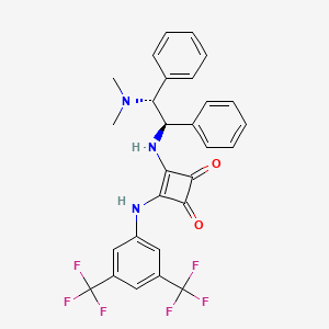 Chemical structure of 3-[[3,5-Bis(trifluoromethyl)phenyl]amino]-4-[[(1R,2R)-2-(dimethylamino)-1,2-diphenylethyl]amino]-3-cyclobutene-1,2-dione
