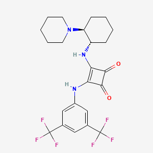 Chemical structure of 3-[[3,5-Bis(trifluoromethyl)phenyl]amino]-4-[[(1S,2S)-2-(1-piperidinyl)cyclohexyl]amino]-3-cyclobutene-1,2-dione