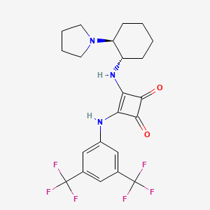 Chemical structure of 3-[[3,5-Bis(trifluoromethyl)phenyl]amino]-4-[[(1S,2S)-2-(1-pyrrolidinyl)cyclohexyl]amino]-3-cyclobutene-1,2-dione