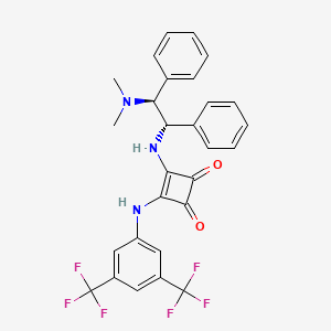Chemical structure of 3-[[3,5-Bis(trifluoromethyl)phenyl]amino]-4-[[(1S,2S)-2-(dimethylamino)-1,2-diphenylethyl]amino]-3-cyclobutene-1,2-dione