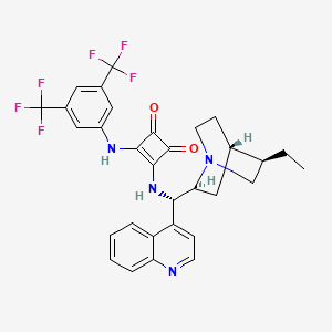 Chemical structure of 3-[[3,5-Bis(trifluoromethyl)phenyl]amino]-4-[[(8α,9S)-10,11-dihydrocinchonan-9-yl]amino]-3-cyclobutene-1,2-dione