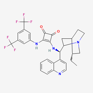 Chemical structure of 3-[[3,5-Bis(trifluoromethyl)phenyl]amino]-4-[[(9R)-10,11-dihydrocinchonan-9-yl]amino]-3-cyclobutene-1,2-dione