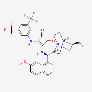 Chemical structure of 3-[[3,5-Bis(trifluoromethyl)phenyl]amino]-4-[[(9R)-6'-methoxycinchonan-9-yl]amino]-3-cyclobutene-1,2-dione