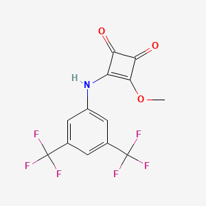 Chemical structure of 3-[[3,5-Bis(trifluoromethyl)phenyl]amino]-4-methoxy-3-cyclobutene-1,2-dione