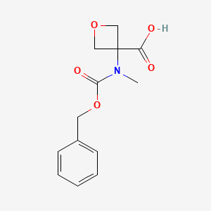 Chemical structure of 3-{[(Benzyloxy)carbonyl](methyl)amino}oxetane-3-carboxylic acid