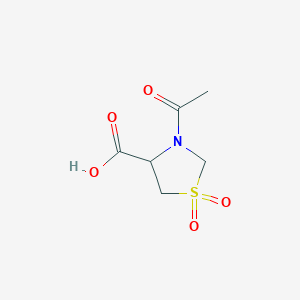 Chemical structure of 3-Acetyl-1,3-thiazolidine-4-carboxylic acid 1,1-dioxide