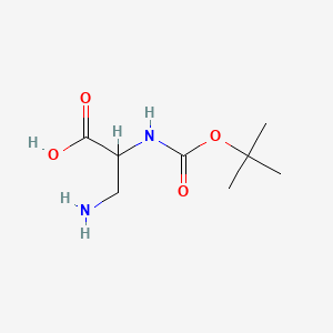 Chemical structure of 3-Amino-2-((tert-butoxycarbonyl)amino)propanoic acid