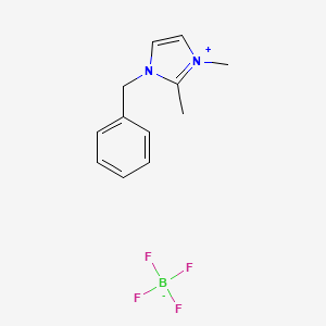 Chemical structure of 3-Benzyl-1,2-dimethyl-1H-imidazol-3-ium tetrafluoroborate