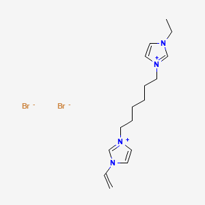 Chemical structure of 3-ethyl-1-(6-(3-vinyl-1H-imidazol-3-ium-1-yl)hexyl)-1H-imidazol-3-ium,Dibromide