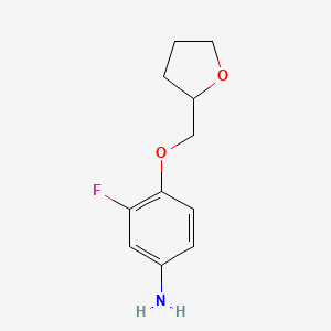 Chemical structure of 3-Fluoro-4-(tetrahydro-2-furanylmethoxy)aniline