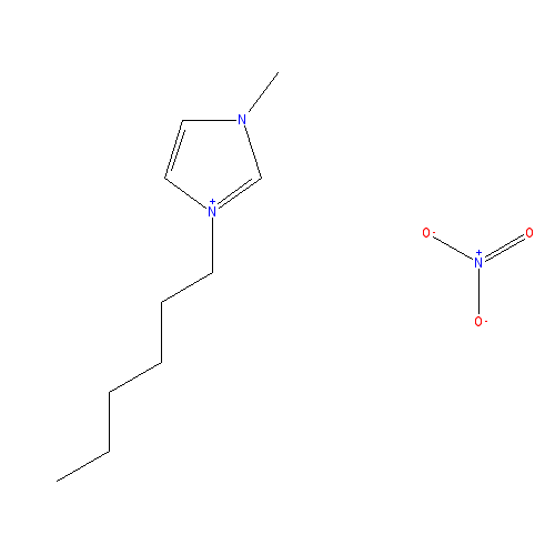 Chemical structure of 3-hexyl-1-methyl-1H-imidazol-3-ium nitrate