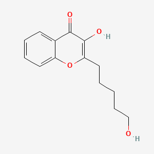 Chemical structure of 3-Hydroxy-2-(5-hydroxypentyl)chromen-4-one