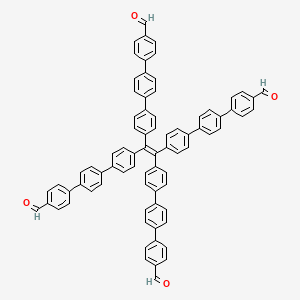 Chemical structure of 4'',4''''',4'''''''',4'''''''''''-(Ethene-1,1,2,2-tetrayl)tetrakis(([1,1':4',1''-terphenyl]-4-carbaldehyde))
