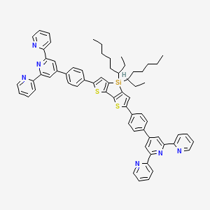 Chemical structure of 4',4''''-((4,4-Di(octan-3-yl)-4H-silolo[3,2-b:4,5-b']dithiophene-2,6-diyl)bis(4,1-phenylene))di-2,2':6',2''-terpyridine