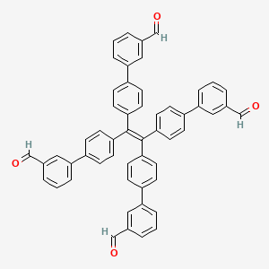 Chemical structure of 4',4''',4''''',4'''''''-(Ethene-1,1,2,2-tetrayl)tetrakis(([1,1'-biphenyl]-3-carbaldehyde))
