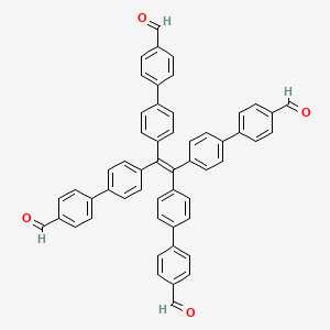 Chemical structure of 4',4''',4''''',4'''''''-(Ethene-1,1,2,2-tetrayl)tetrakis(([1,1'-biphenyl]-4-carbaldehyde))
