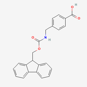 Chemical structure of 4-(((((9H-Fluoren-9-yl)methoxy)carbonyl)amino)methyl)benzoic acid