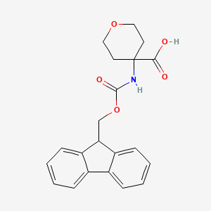 Chemical structure of Fmoc-4-amino-tetrahydropyran-4-carboxylic acid