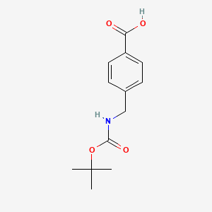 Chemical structure of 4-(((tert-Butoxycarbonyl)amino)methyl)benzoic acid