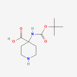 Chemical structure of 4-((tert-Butoxycarbonyl)amino)piperidine-4-carboxylic acid