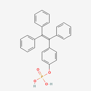 Chemical structure of 4-(1,2,2-Triphenylvinyl)phenyl dihydrogen phosphate