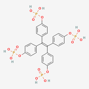 Chemical structure of 4-(1,2,2-Tris(4-(phosphonooxy)phenyl)vinyl)phenyl dihydrogen phosphate
