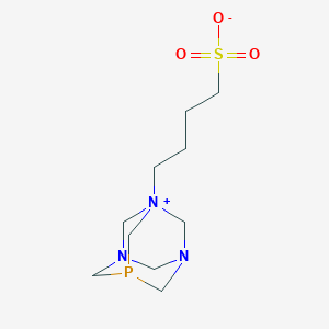 Chemical structure of 4-(1,3,5-Triaza-7-phosphaadamantan-1-ium-1-yl)butane-1-sulfonate