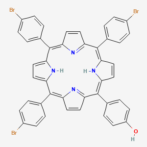 Chemical structure of 4-(10,15,20-Tris(4-bromophenyl)porphyrin-5-yl)phenol