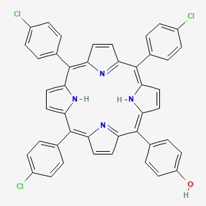 Chemical structure of 4-(10,15,20-Tris(4-chlorophenyl)porphyrin-5-yl)phenol