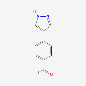 Chemical structure of 4-(1H-Pyrazol-4-yl)benzaldehyde