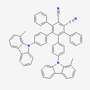 Chemical structure of 4-(1-Methyl-9H-carbazol-9-yl)-6'-(4-(1-methyl-9H-carbazol-9-yl)phenyl)-5'-phenyl-[1,1':2',1''-terphenyl]-3',4'-dicarbonitrile