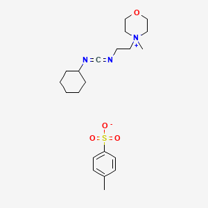 Chemical structure of 4-(2-(((Cyclohexylimino)methylene)amino)ethyl)-4-methylmorpholin-4-ium 4-methylbenzenesulfonate