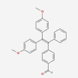 Chemical structure of 4-(2,2-Bis(4-methoxyphenyl)-1-phenylvinyl)benzaldehyde