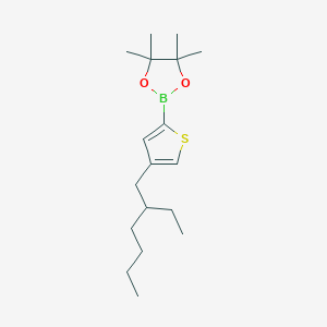 Chemical structure of 4-(2-Ethylhexyl)-2-(4,4,5,5-tetramethyl-1,3,2-dioxaborolan-2-yl)thiophene