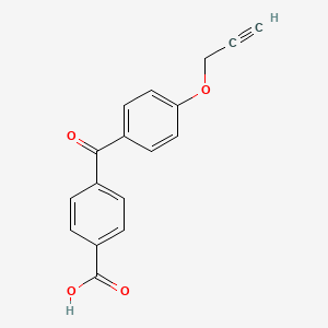 Chemical structure of 4-(4-(Prop-2-yn-1-yloxy)benzoyl)benzoic acid