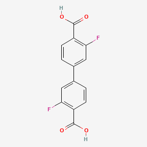 Chemical structure of 4-(4-Carboxy-3-fluorophenyl)-2-fluorobenzoic acid