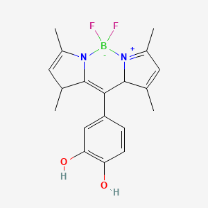 Chemical structure of 4-(5,5-Difluoro-1,3,7,9-tetramethyl-5H-4l4,5l4-dipyrrolo[1,2-c:2',1'-f][1,3,2]diazaborinin-10-yl)benzene-1,2-diol