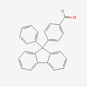 Chemical structure of 4-(9-Phenyl-9H-fluoren-9-yl)benzaldehyde