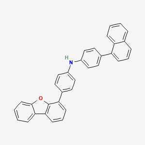 Chemical structure of 4-(Dibenzo[b,d]furan-4-yl)-N-(4-(naphthalen-1-yl)phenyl)aniline