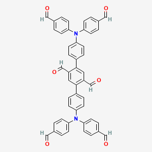 Chemical structure of 4,4''-Bis(bis(4-formylphenyl)amino)-[1,1':4',1''-terphenyl]-2',5'-dicarbaldehyde