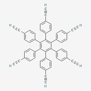 Chemical structure of 4,4''-Diethynyl-3',4',5',6'-tetrakis(4-ethynylphenyl)-1,1':2',1''-terphenyl